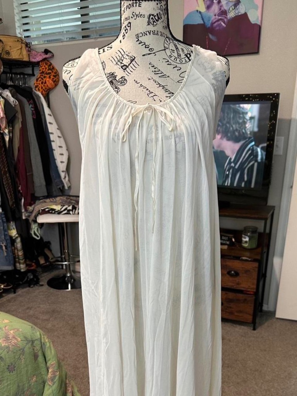 White sheer nightgown with tie in the front!!